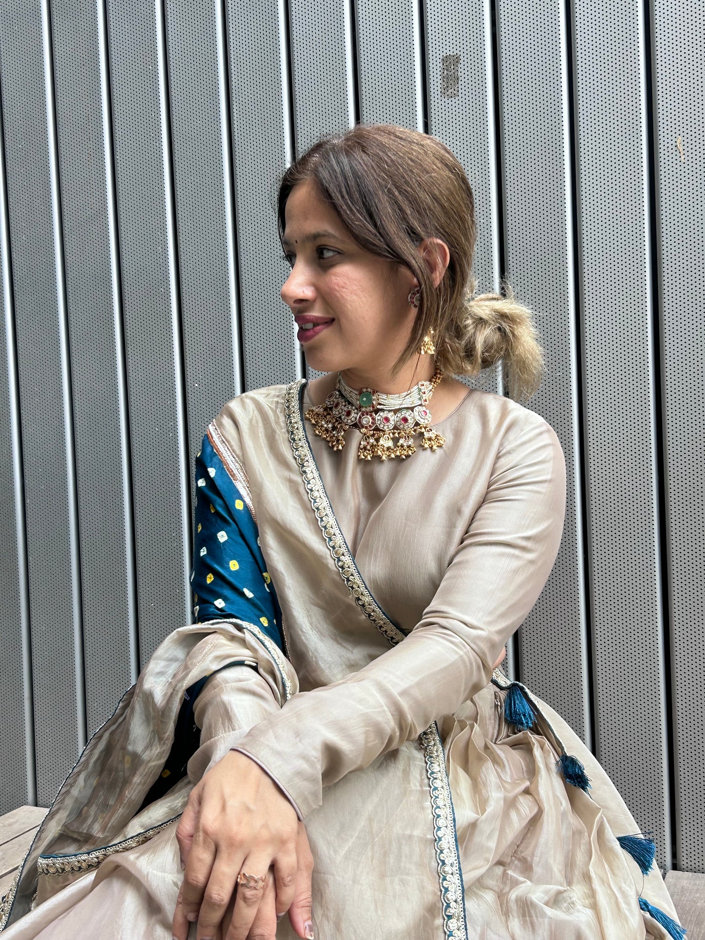 Tissue Lehenga with Bandhani