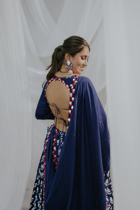 Indigo Navratri 2025 Chaniya Choli Set with Mirror & Coin Work | Glam Girl Exclusive