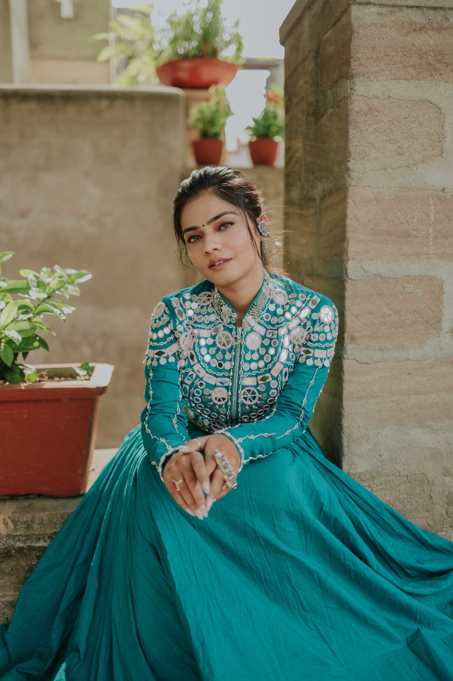 Handcrafted Malcotton Chaniya Choli with Statement Jacket – Mirror & Shell Work | Navratri 2025