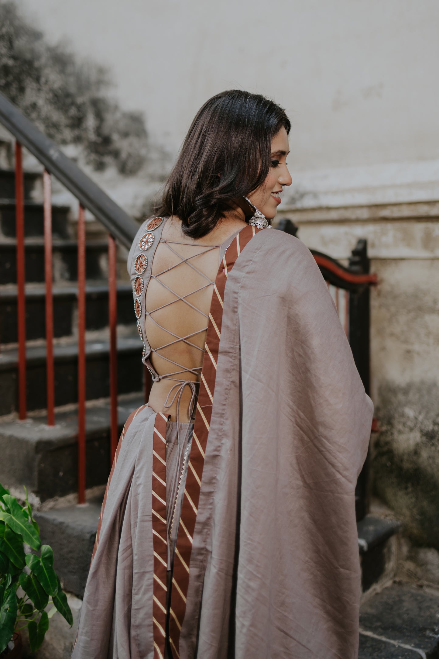 Statement Hem Chaniya with Daman Dupatta & Mirror Neck Blouse – Navratri 2025