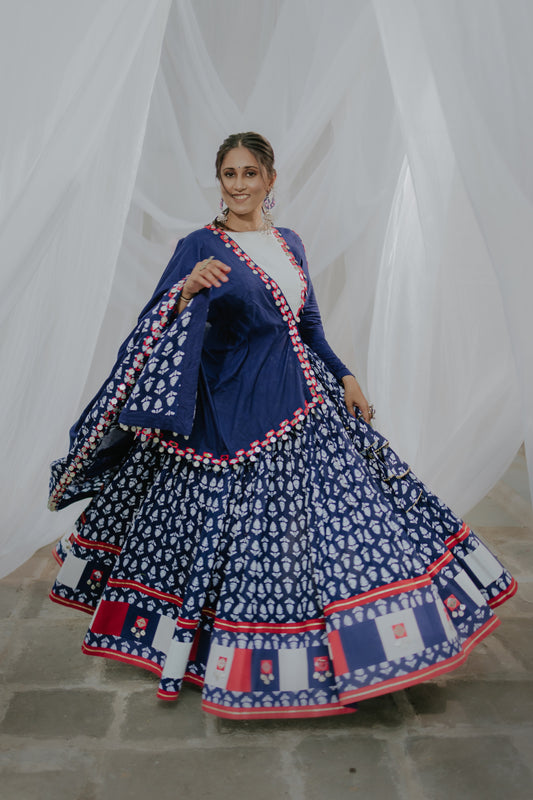 Indigo Navratri 2025 Chaniya Choli Set with Mirror & Coin Work | Glam Girl Exclusive