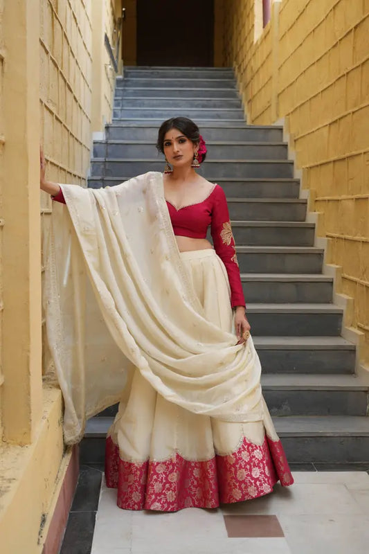 Red & Gold White Bridal Lehenga | Wedding Diaries