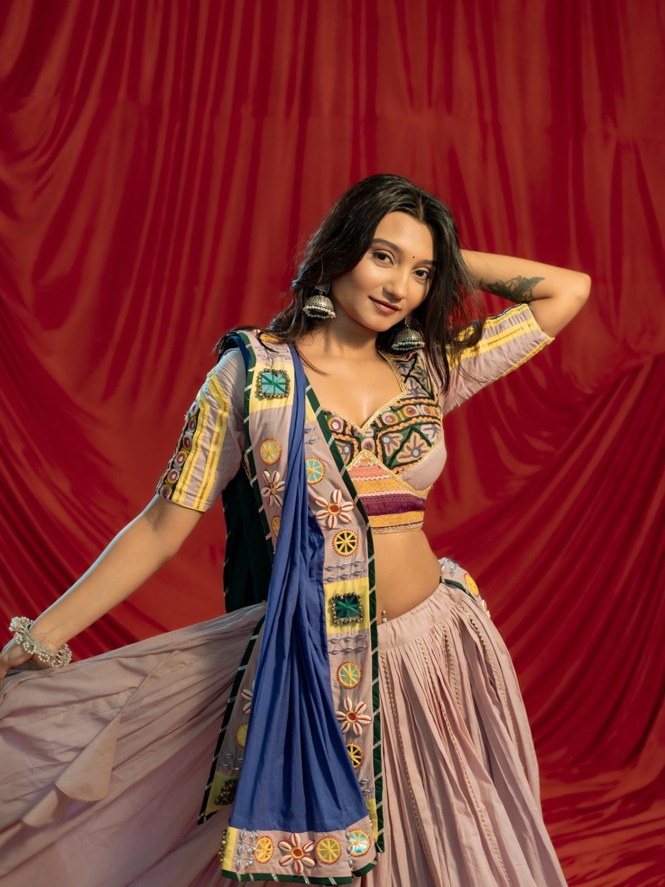 Kutch Heritage Onion Pink Handcrafted Lehenga Set with 10-Meter Flare, Kutch Work Blouse & Statement Dupatta - Raas 2025