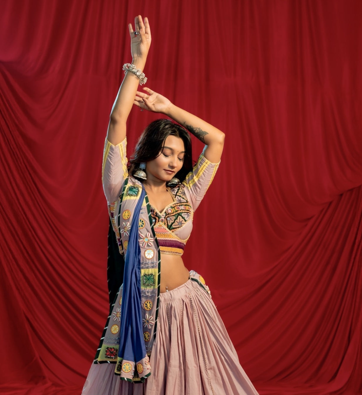 Kutch Heritage Onion Pink Handcrafted Lehenga Set with 10-Meter Flare, Kutch Work Blouse & Statement Dupatta - Raas 2025