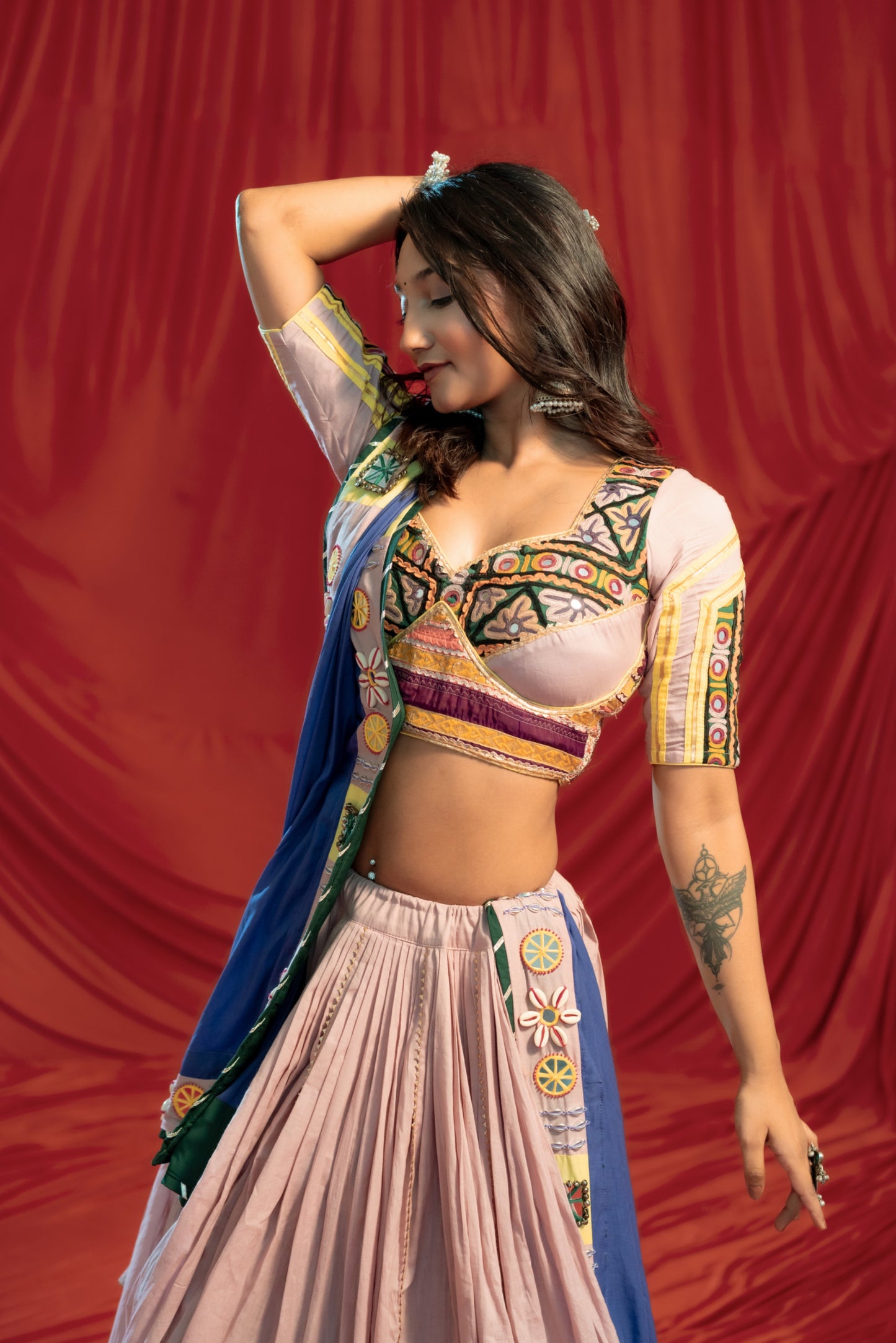 Kutch Heritage Onion Pink Handcrafted Lehenga Set with 10-Meter Flare, Kutch Work Blouse & Statement Dupatta - Raas 2025