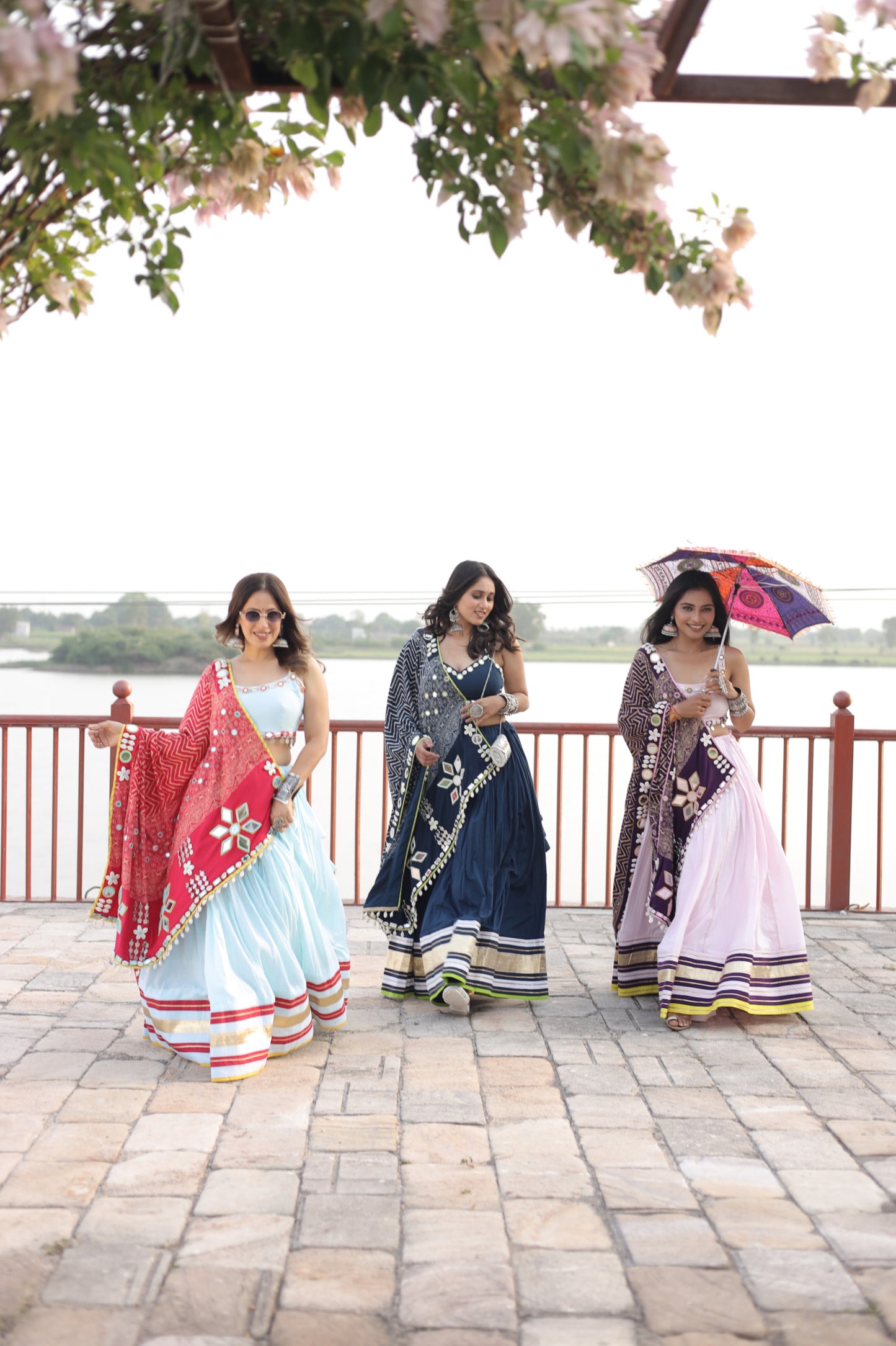 Pista Rani Mirror Shell Chaniya Choli with Ajrakh-Inspired Dupatta | Navratri 2025 Raas collection