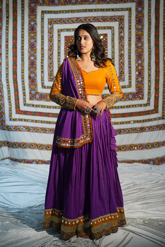 Purple Boho Mirror Navratri Raas Chaniya Choli Set – Glam Girl Exclusive 2025