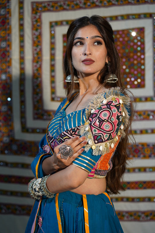 Kutchi Heritage Rama Blue Chaniya Choli Set | Navratri Raas Collection 2025