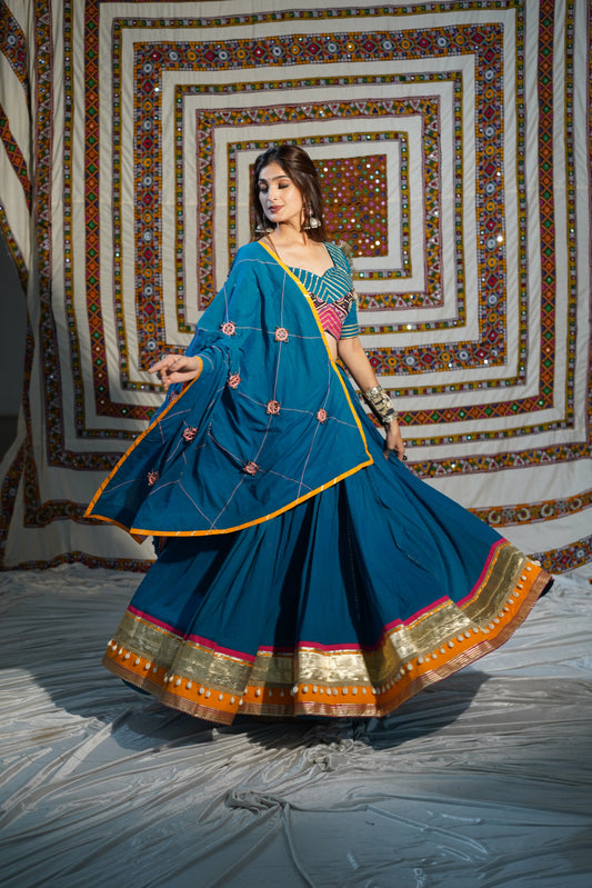 Kutchi Heritage Rama Blue Chaniya Choli Set | Navratri Raas Collection 2025