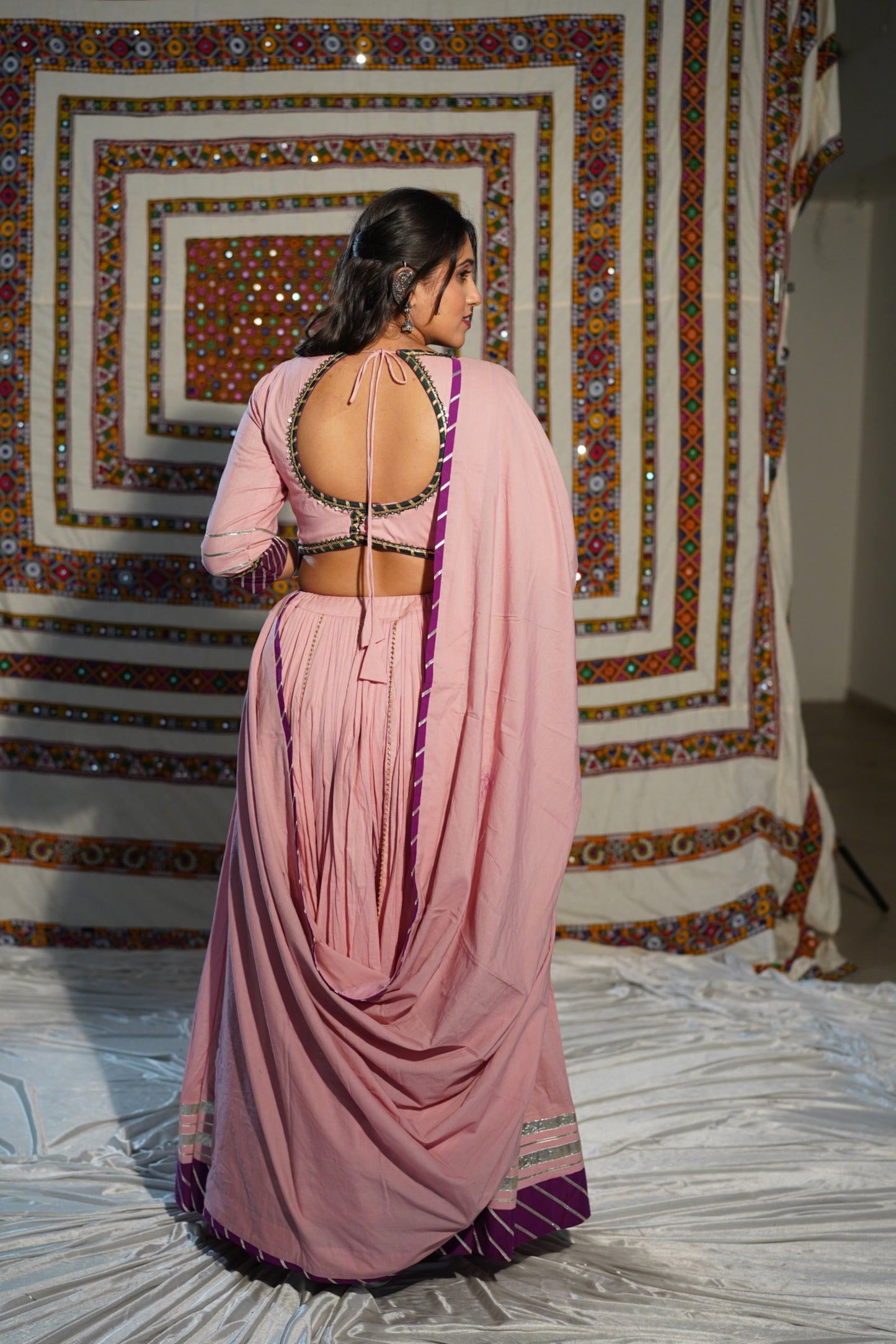 Pink & Wine Kutchi Navratri Chaniya Choli – Heritage Mirror Work | 2025 Raas Collection