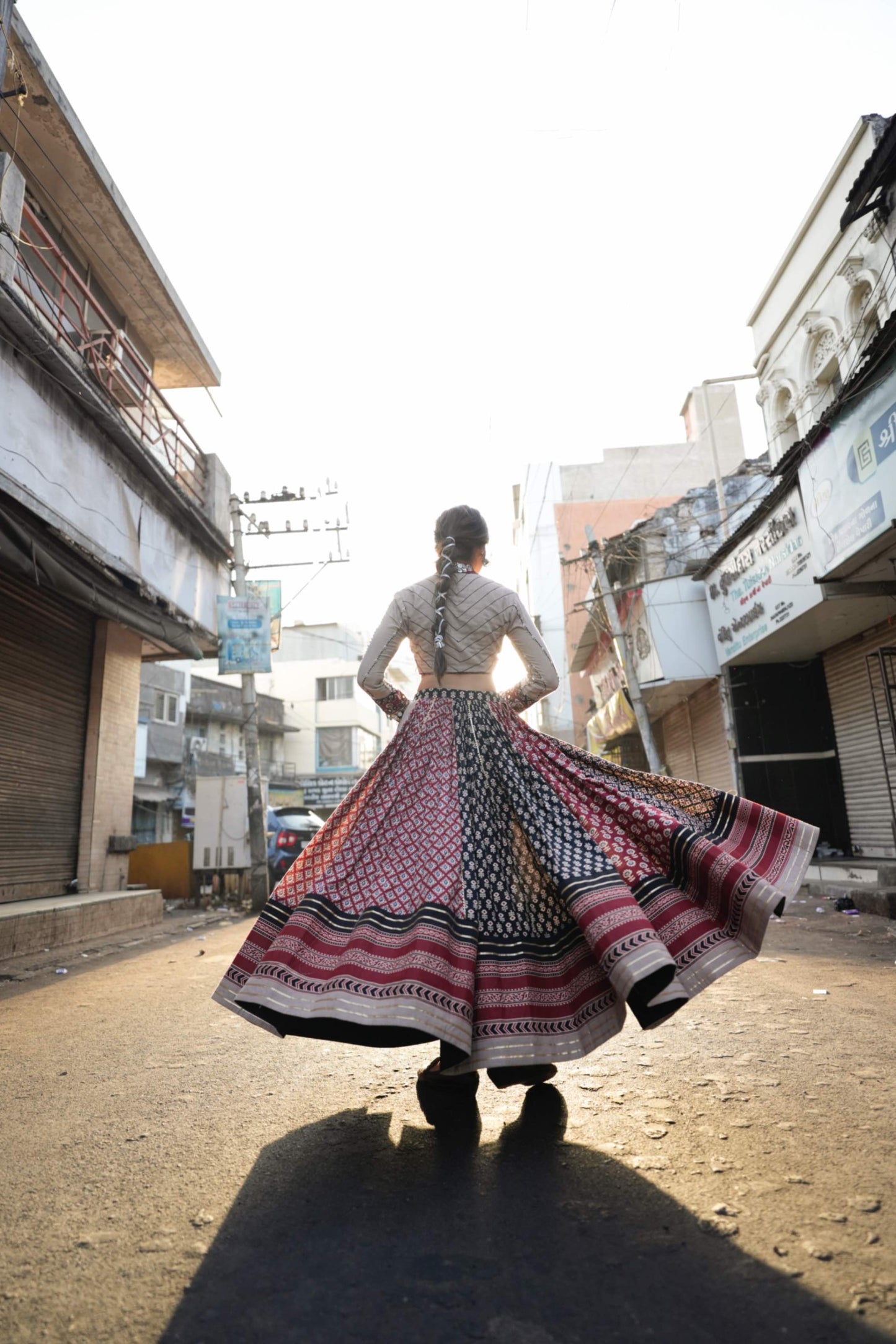 Ajrakh Handcrafted Jacket Style Chaniya Choli – Navratri 2025 Exclusive