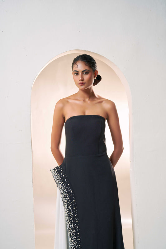 Midnight Pearl Drape Gown