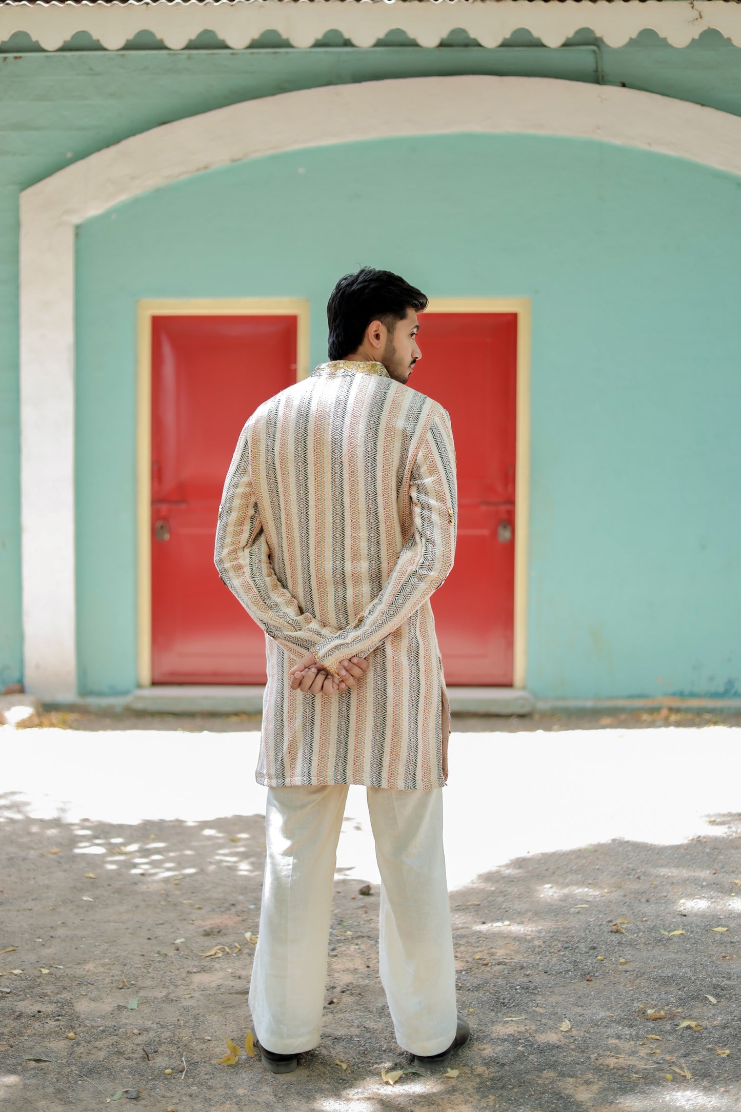 Navratri Beige Jute Men's Kurta