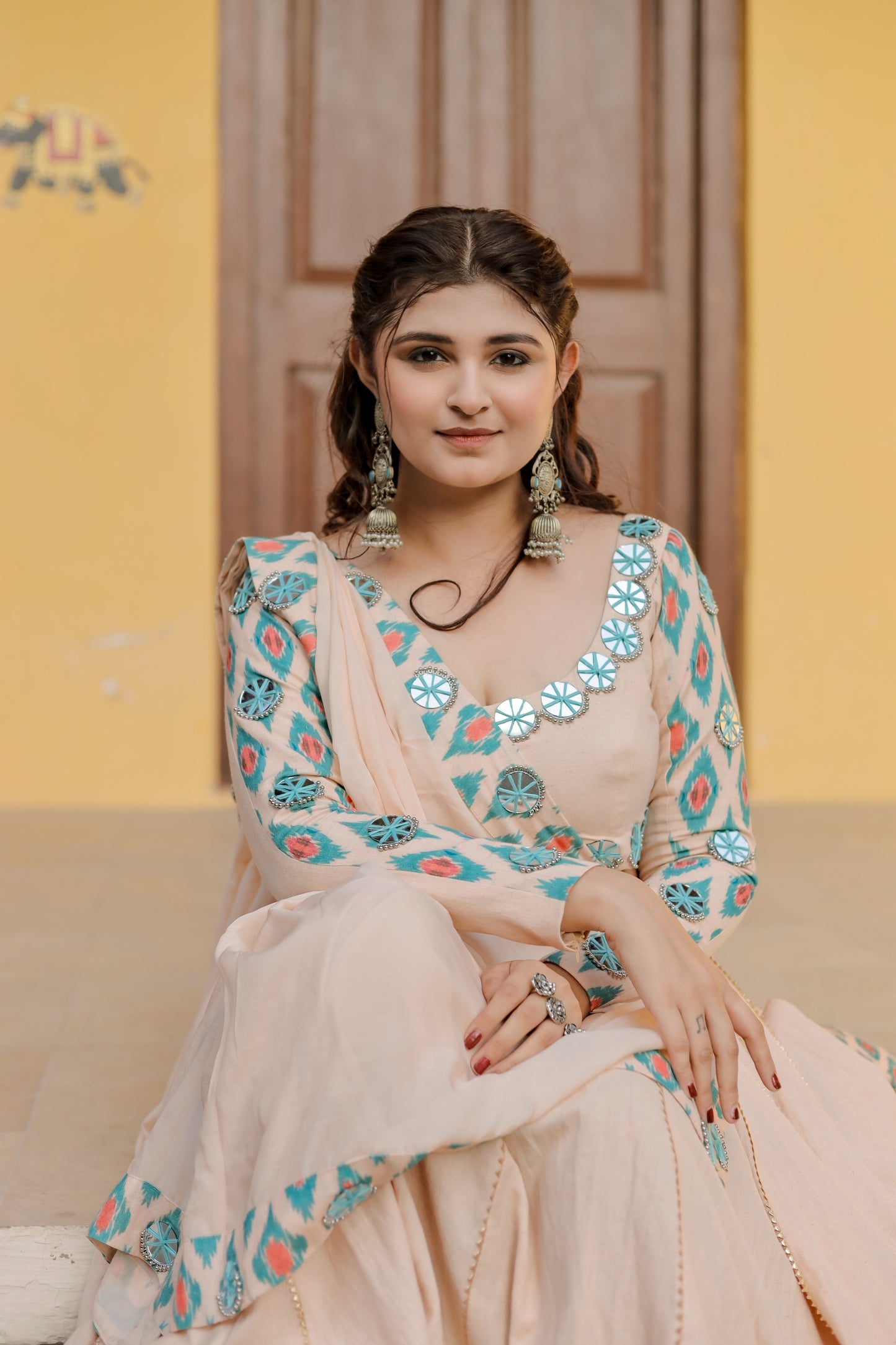 Blush Beige Ikat Grace Navratri Chaniya Choli Set