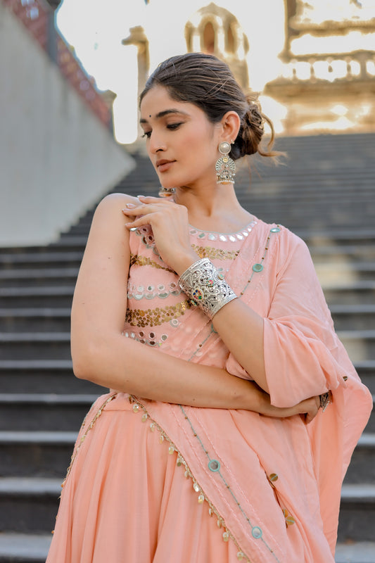 Blush Peach Navratri Chaniya Choli Set