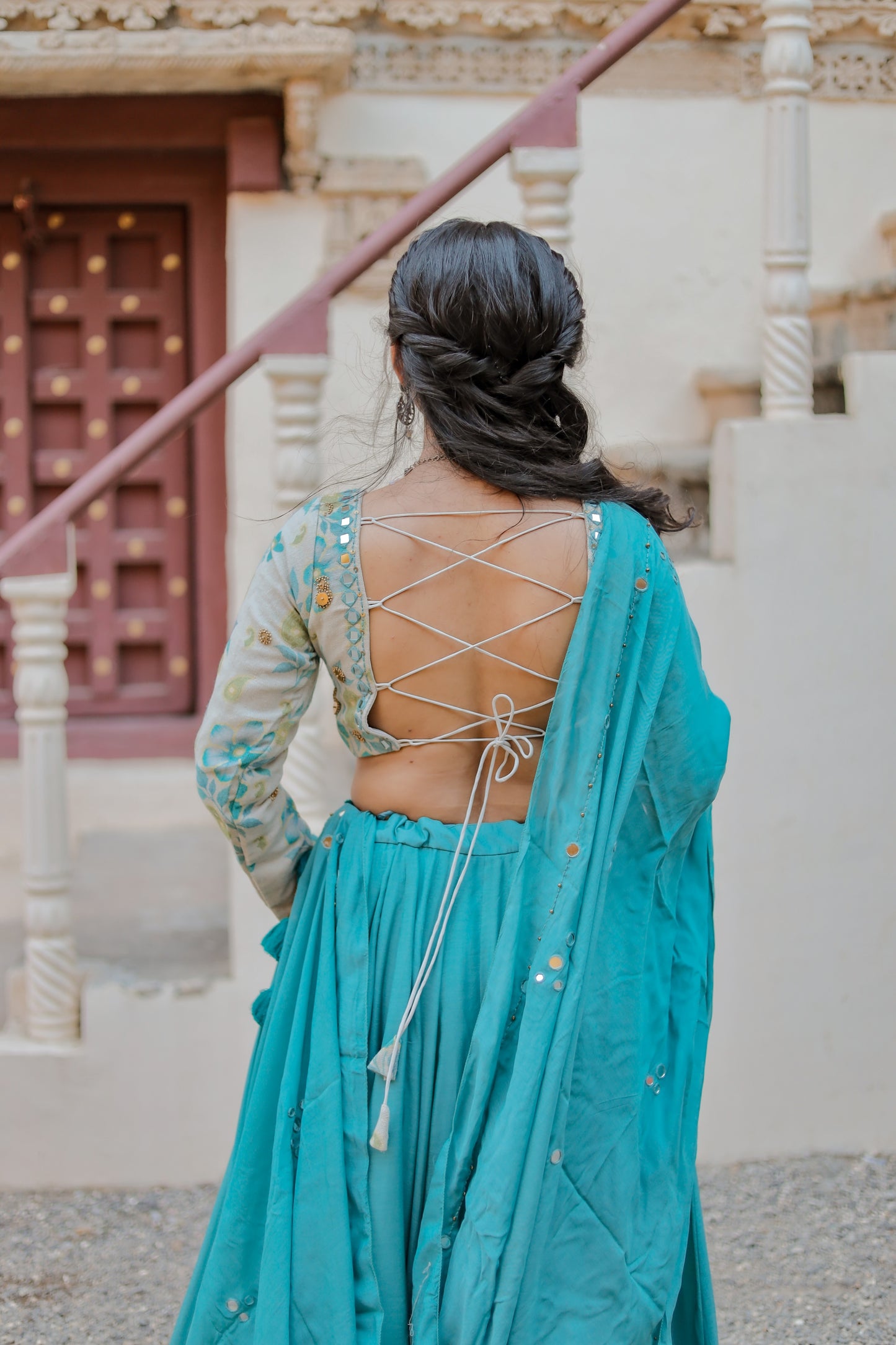 Aqua Bloom Jute Navratri Chaniya Choli