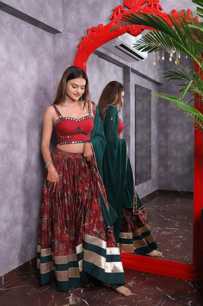 Raas | Red Corset Chaniyacholi