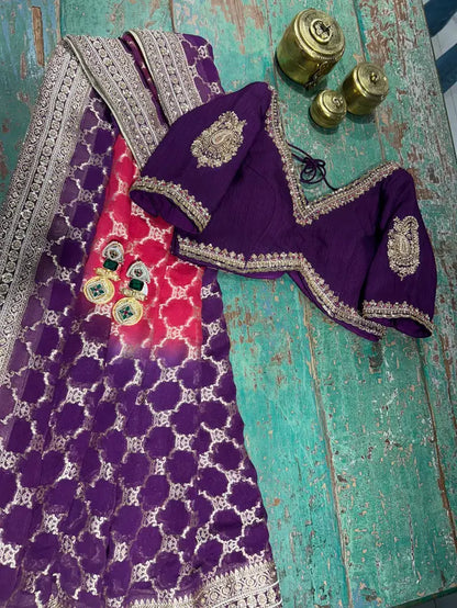 Raw Silk Handwork Blouse and Dupatta Set