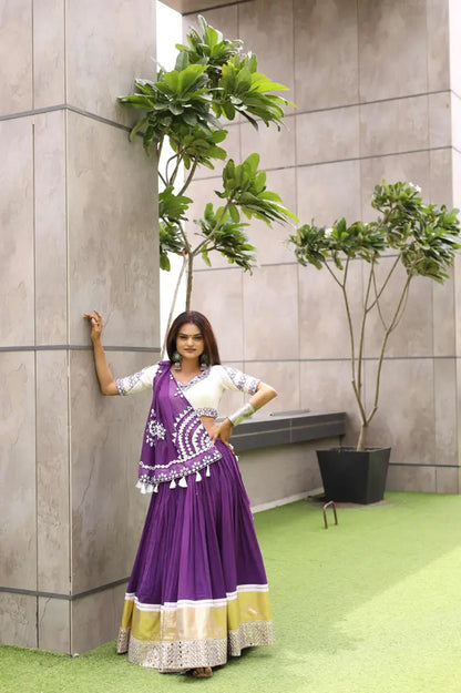 Raas | Purple and white Chaniyacholi