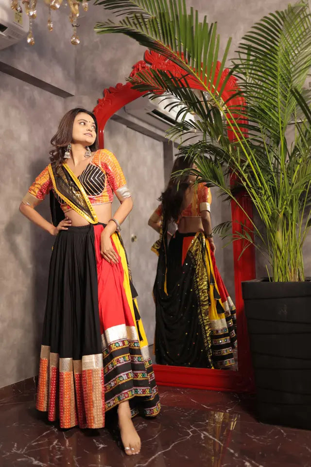 Raas | Black & Red chaniyacholi | 12 meters flare