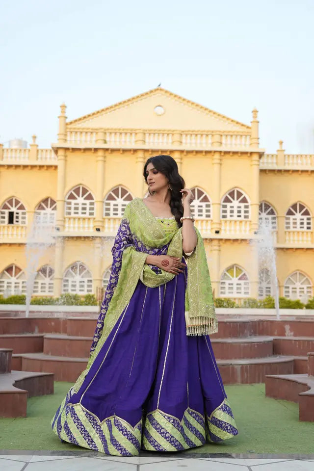 Blue & Parrot Ethnic Lehenga