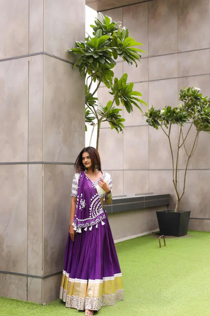 Raas | Purple and white Chaniyacholi