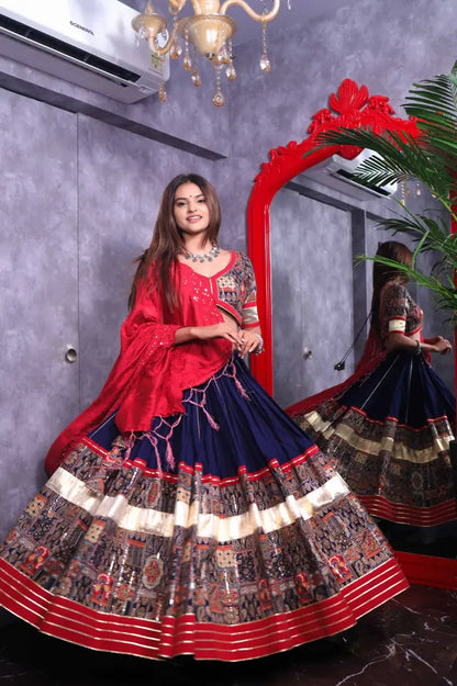 Raas | Blue & Red Traditional Chaniyacholi