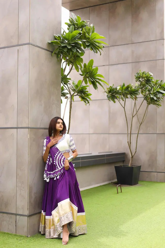 Raas | Purple and white Chaniyacholi