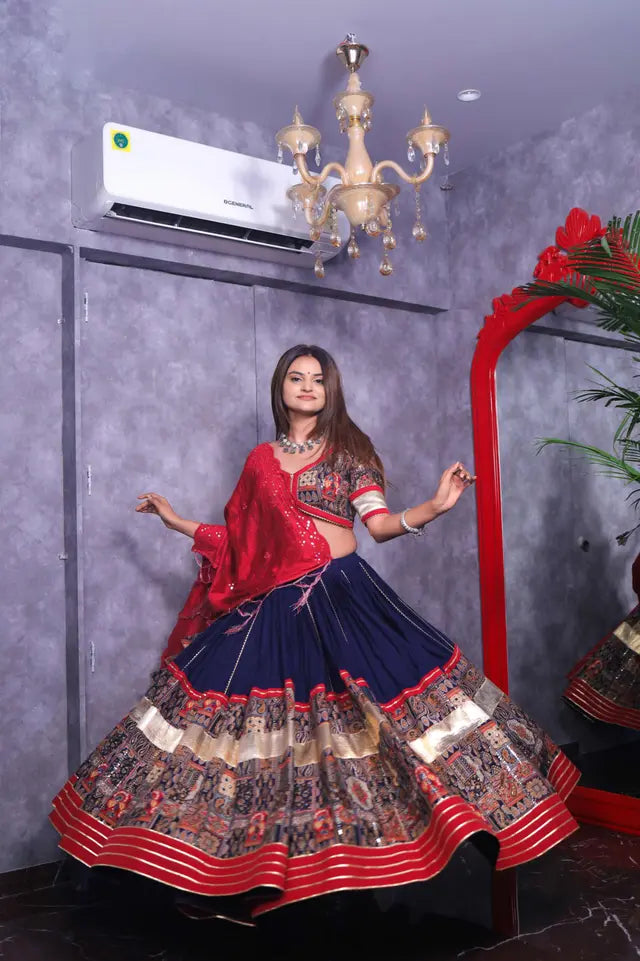 Raas | Blue & Red Traditional Chaniyacholi