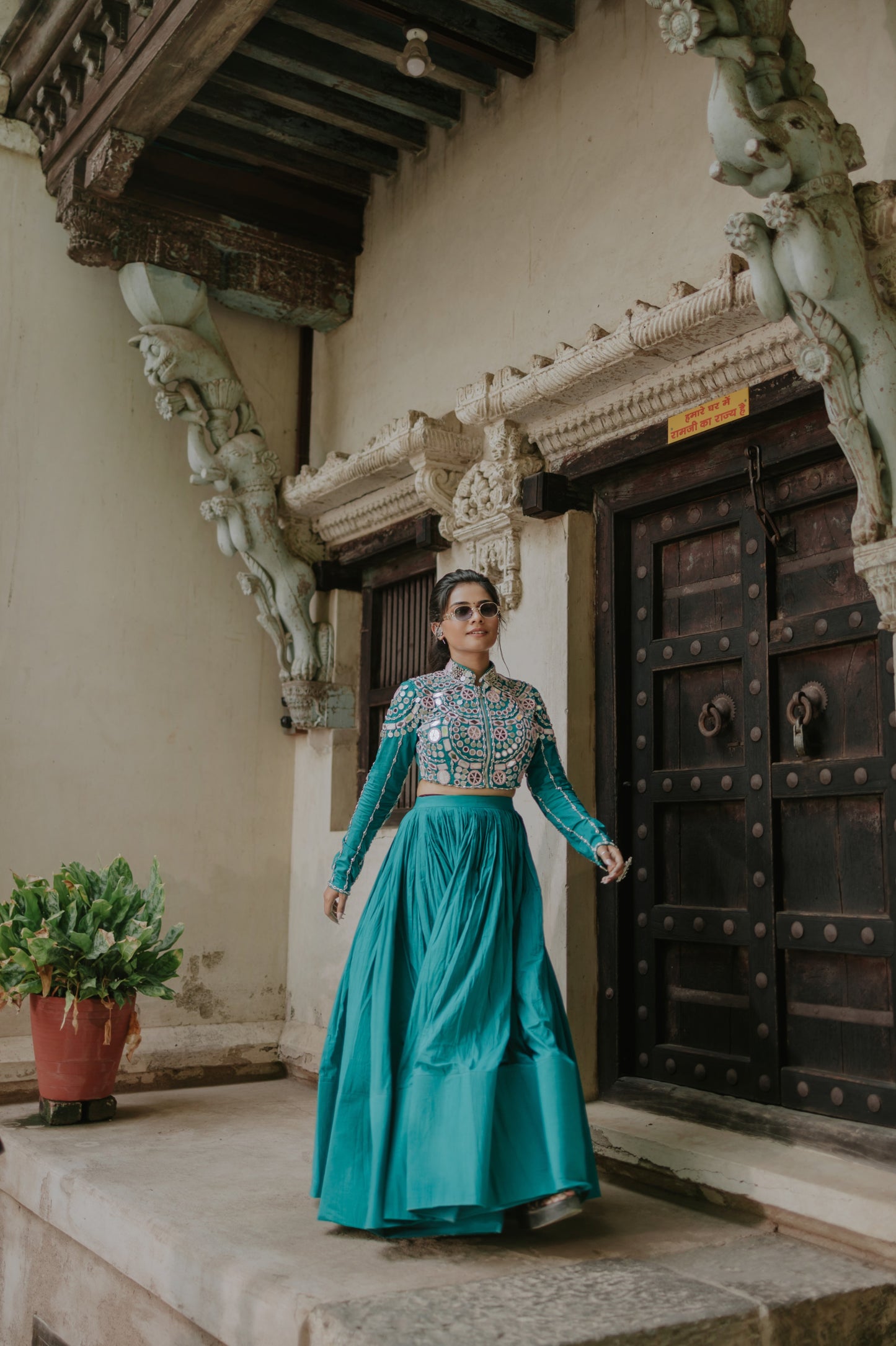 Handcrafted Malcotton Chaniya Choli with Statement Jacket – Mirror & Shell Work | Navratri 2025