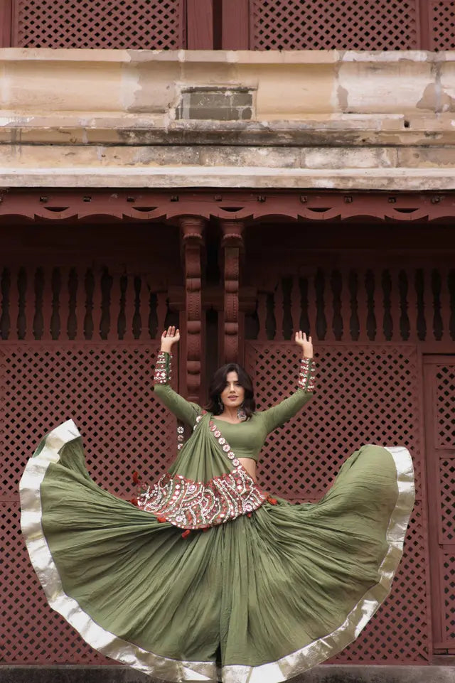 Raas | Mehndi Green Navratri Chaniyacholi