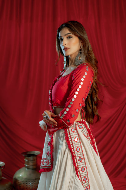 Navratri 2025 Boho Heritage Raas Set – Jute, Ajrakh & Mirror Fusion