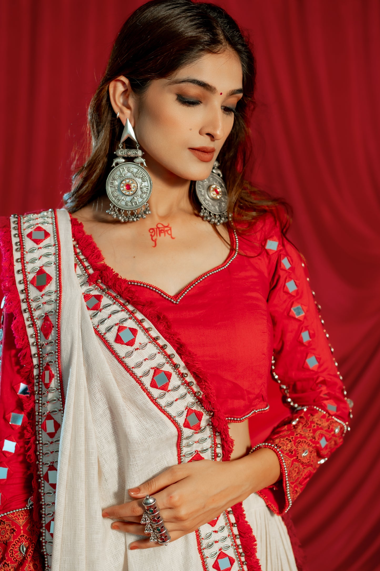 Navratri 2025 Boho Heritage Raas Set – Jute, Ajrakh & Mirror Fusion