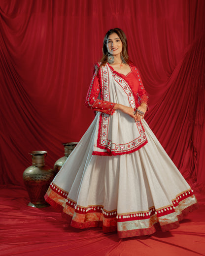 Navratri 2025 Boho Heritage Raas Set – Jute, Ajrakh & Mirror Fusion