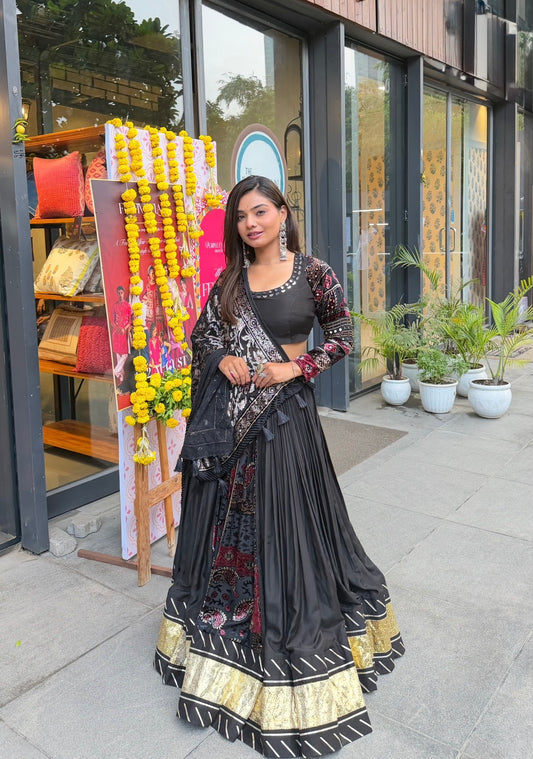 Ajrakh Print Mal Chanderi Chaniya Choli