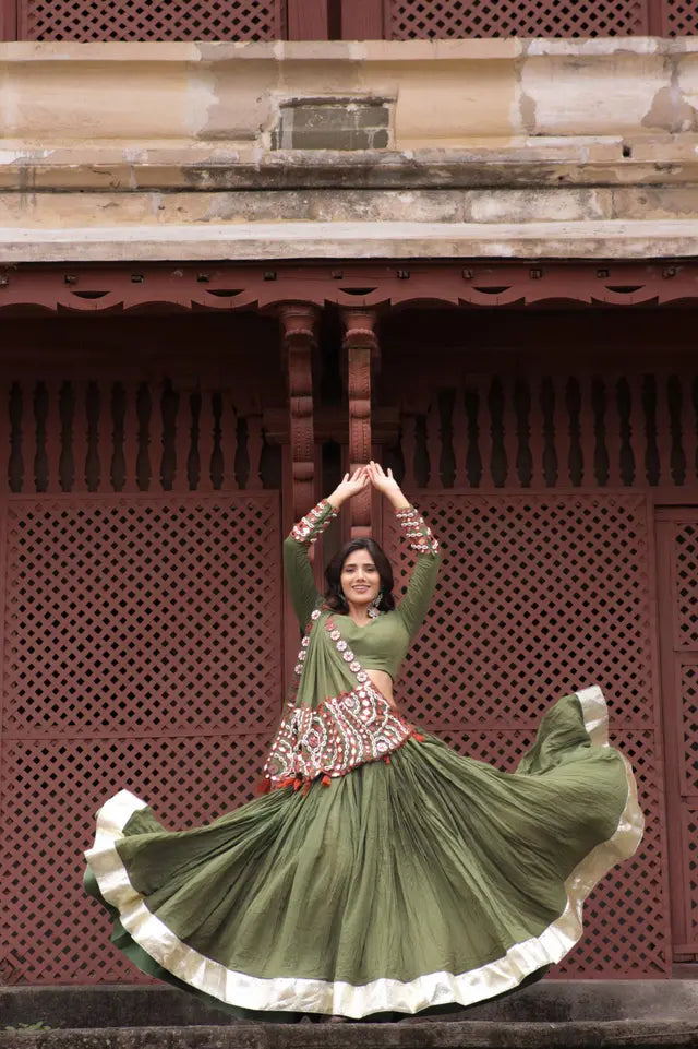 Raas | Mehndi Green Navratri Chaniyacholi