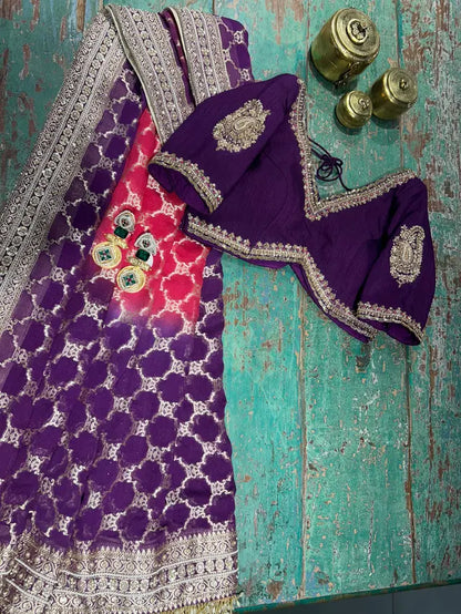 Raw Silk Handwork Blouse and Dupatta Set