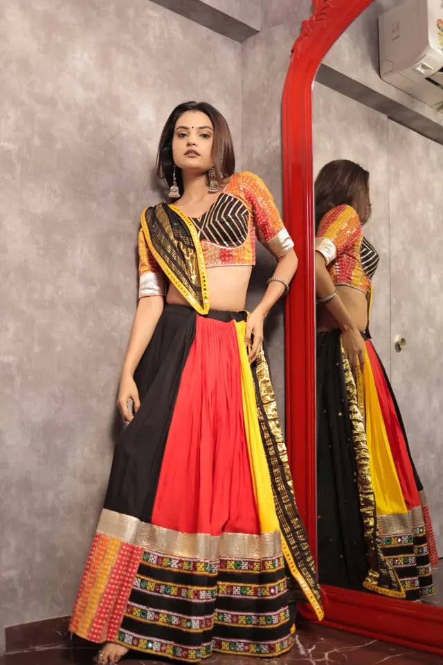 Raas | Black & Red chaniyacholi | 12 meters flare