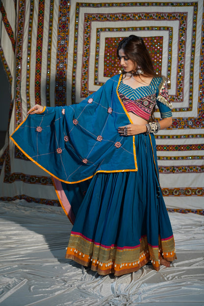 Kutchi Heritage Rama Blue Chaniya Choli Set | Navratri Raas Collection 2025