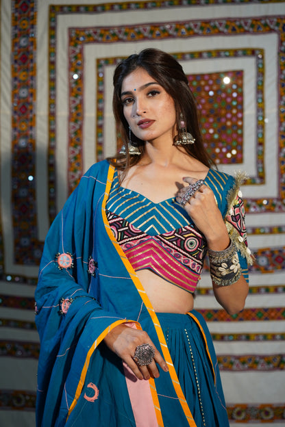 Kutchi Heritage Rama Blue Chaniya Choli Set | Navratri Raas Collection 2025