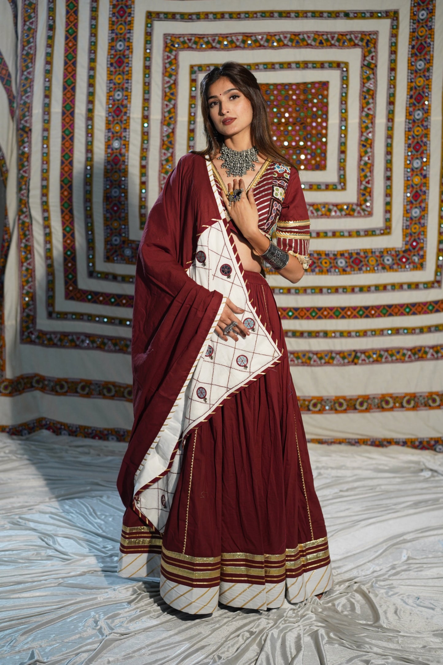 Kutchi Heritage Maroon Chaniya Choli Set | Navratri 2025 RAAS Collection