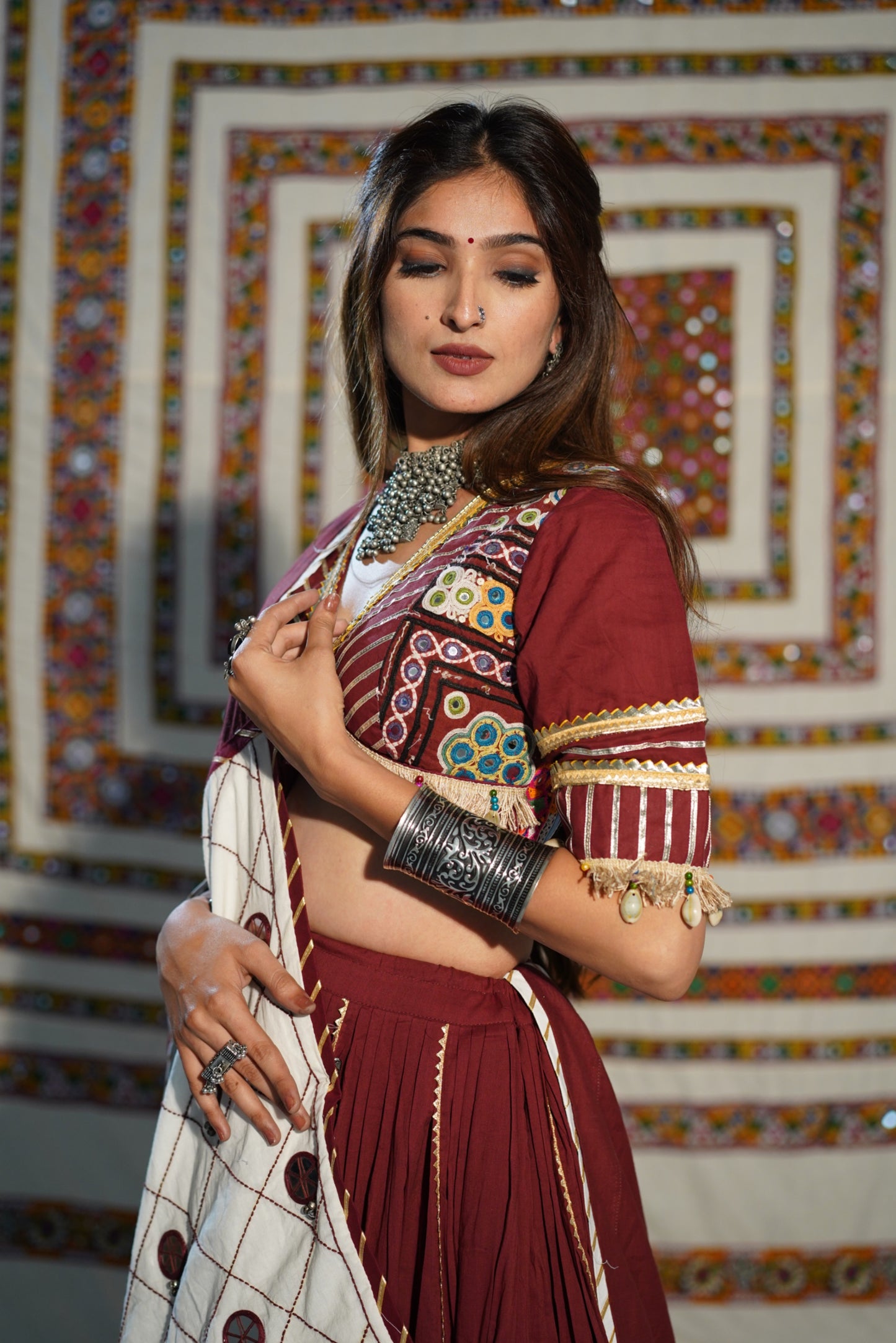 Kutchi Heritage Maroon Chaniya Choli Set | Navratri 2025 RAAS Collection