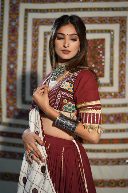 Kutchi Heritage Maroon Chaniya Choli Set | Navratri 2025 RAAS Collection