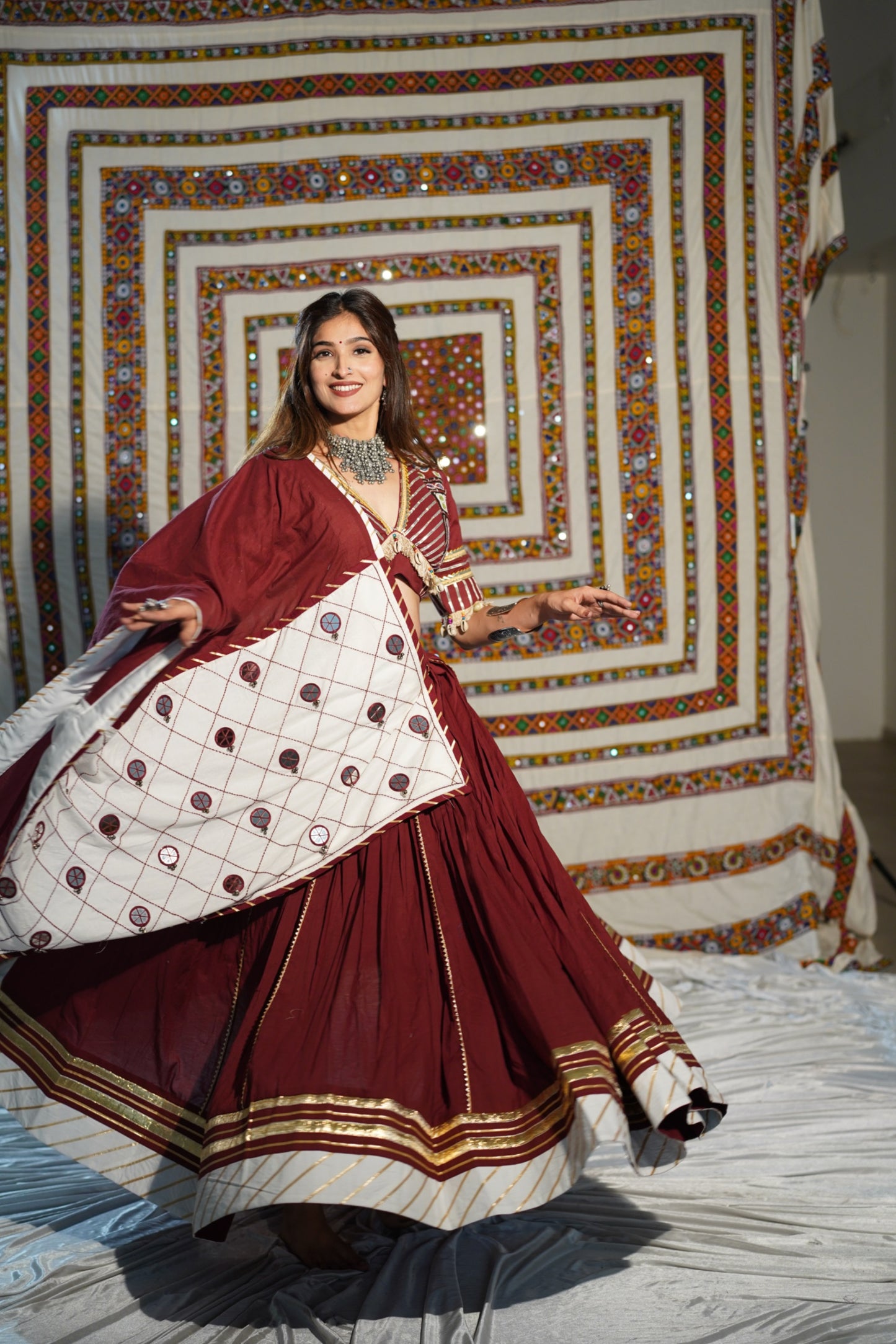 Kutchi Heritage Maroon Chaniya Choli Set | Navratri 2025 RAAS Collection