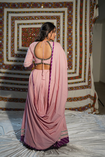 Pink & Wine Kutchi Navratri Chaniya Choli – Heritage Mirror Work | 2025 Raas Collection