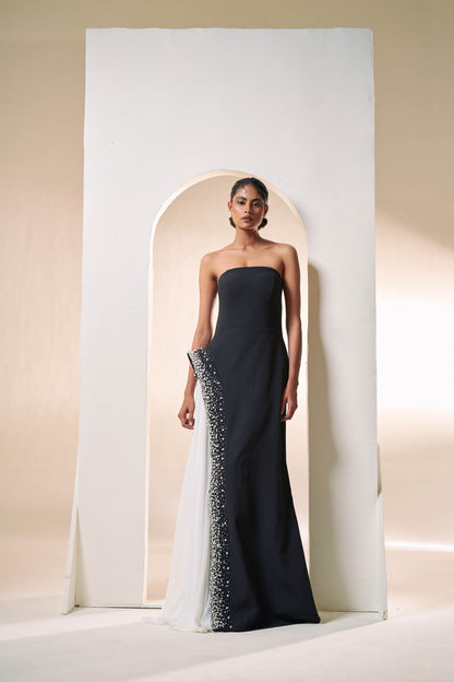 Midnight Pearl Drape Gown