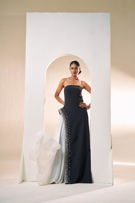 Midnight Pearl Drape Gown