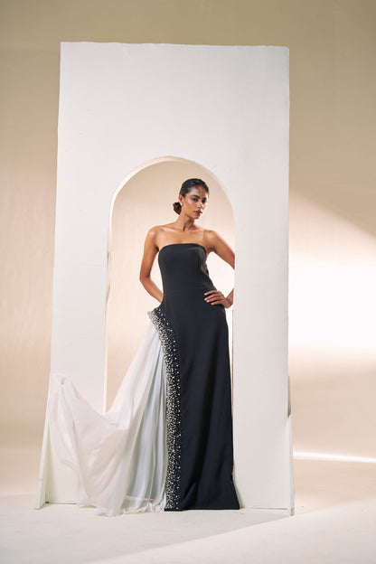 Midnight Pearl Drape Gown