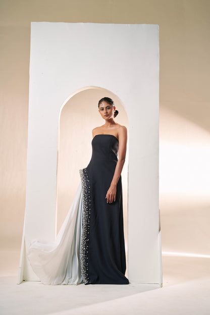 Midnight Pearl Drape Gown