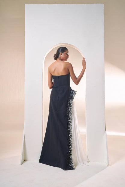 Midnight Pearl Drape Gown